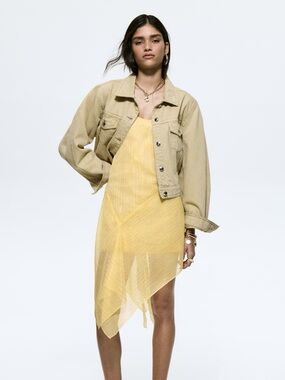 Yellow Asymmetrical Slip Dress